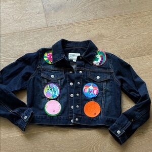 Gymboree Kids Dark Blue Denim Jacket with Vibrant Patches